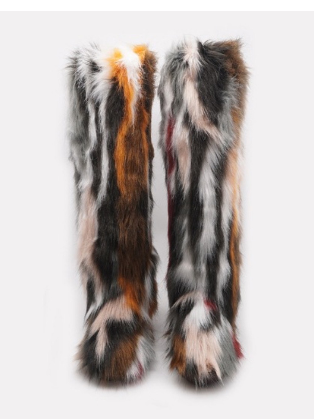Snow boots Faux Fur Statement  in Multicolor Patch size 10.5 new